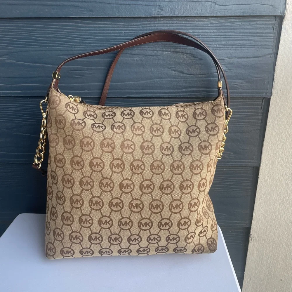 MICHAEL KORS Signature Chain Hobo Shoulder Bag Tote Satchel Fulton Selma Bedford
